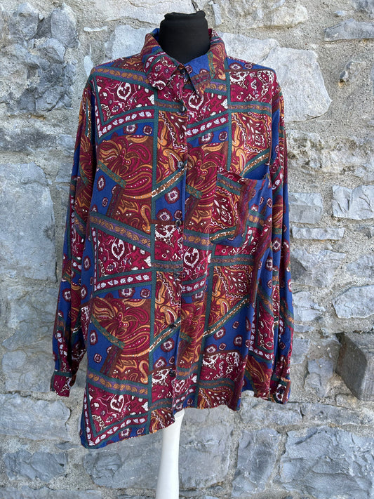 90s Paisley maroon shirt Large