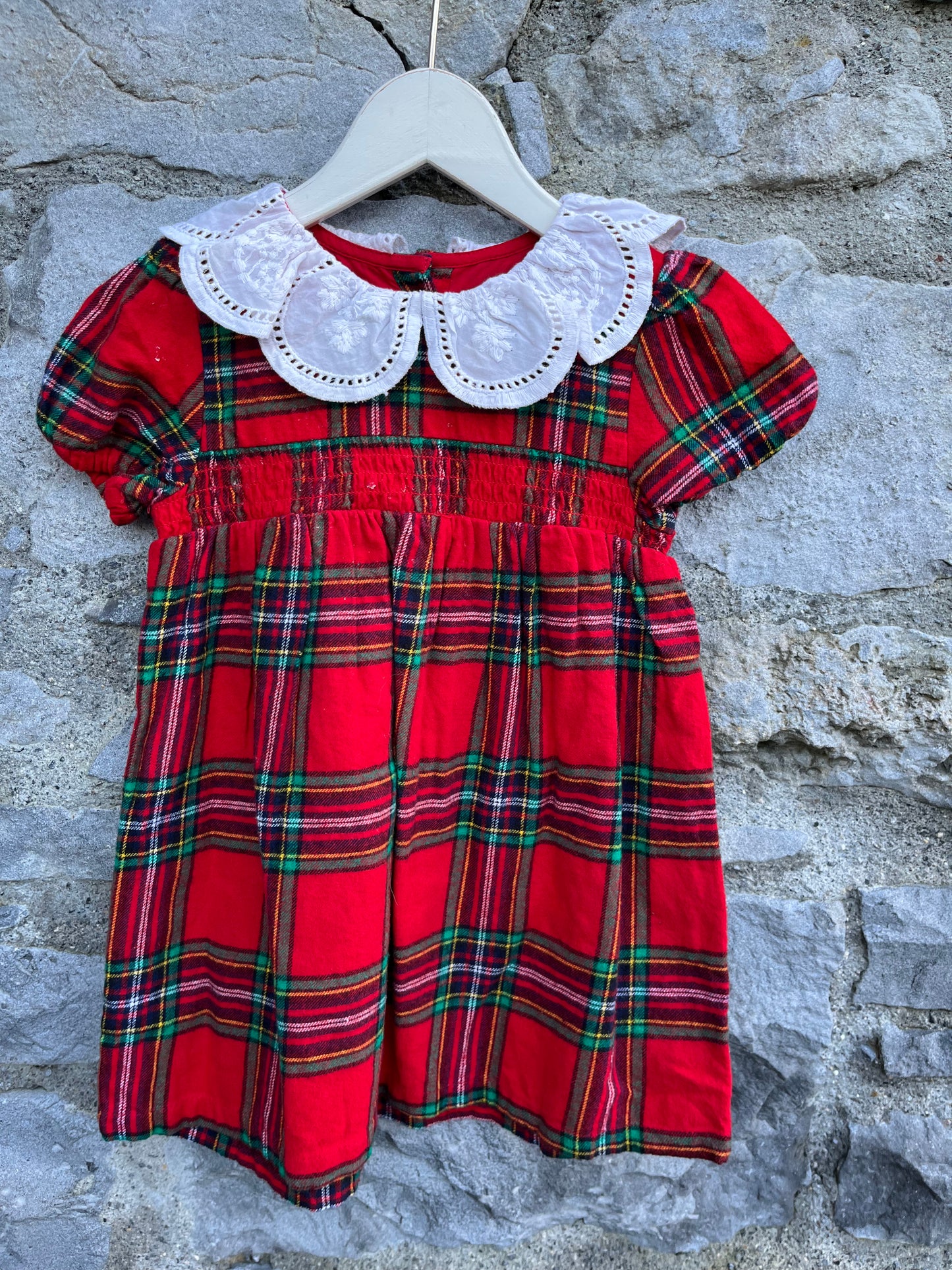 Red tartan flannel dress  18-24m (86-92cm)