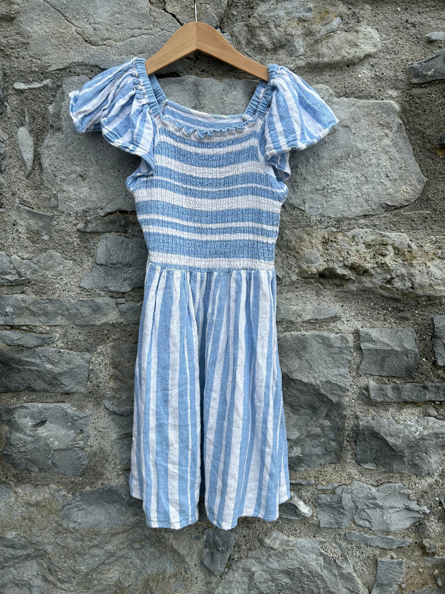 Blue&white stripy dress 5-6y (110-116cm)