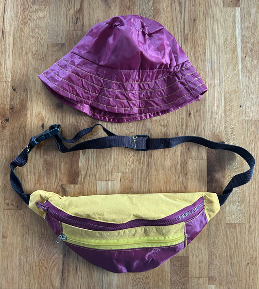 Maroon&yellow adult hat&bag