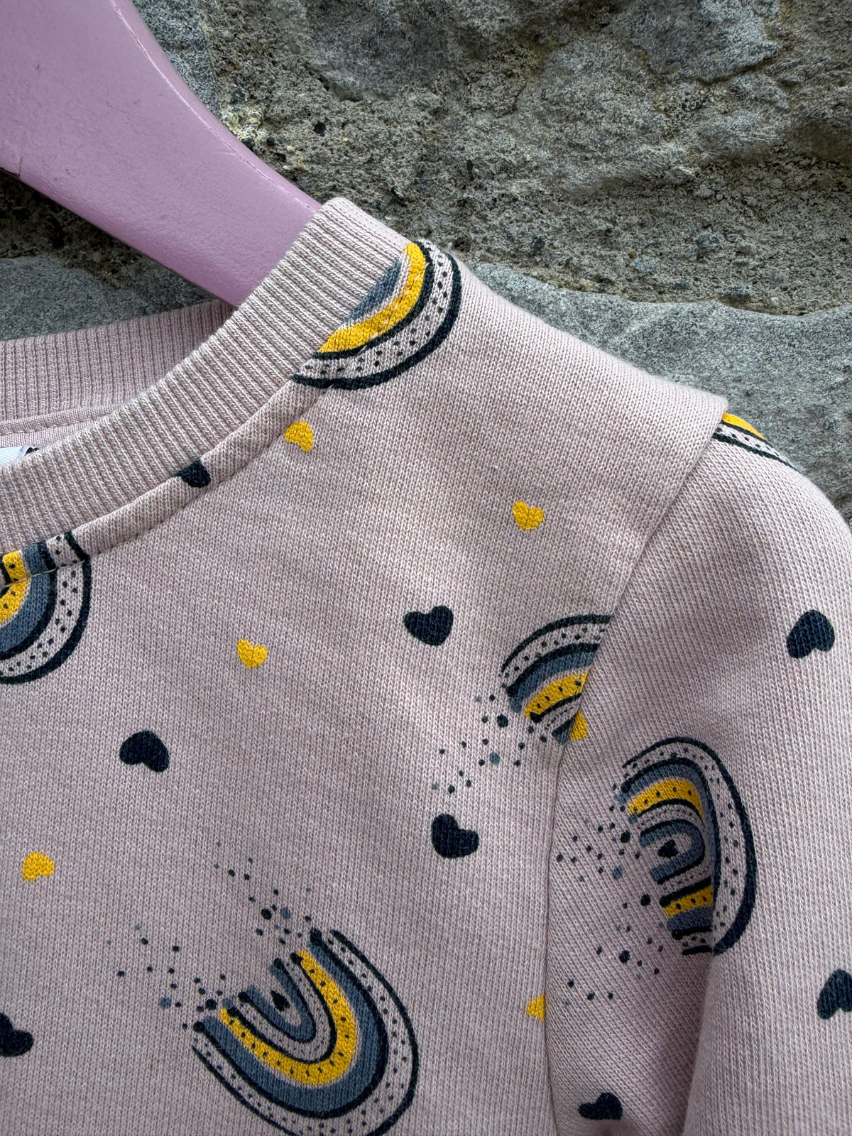 Dusty pink rainbows sweat dress 5y (110cm)