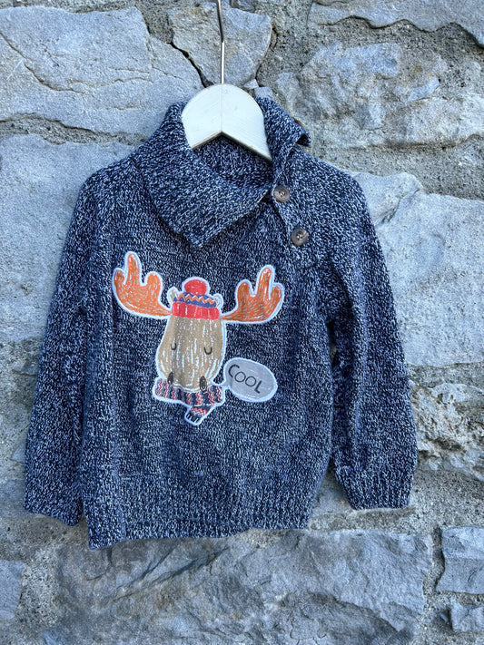 Moose grey melange jumper  12-18m (80-86cm)