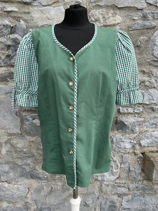 80s green&check folk blouse uk 12