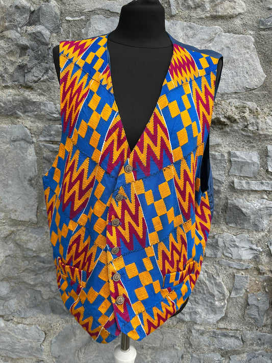 80s orange&blue geometric waistcoat Large