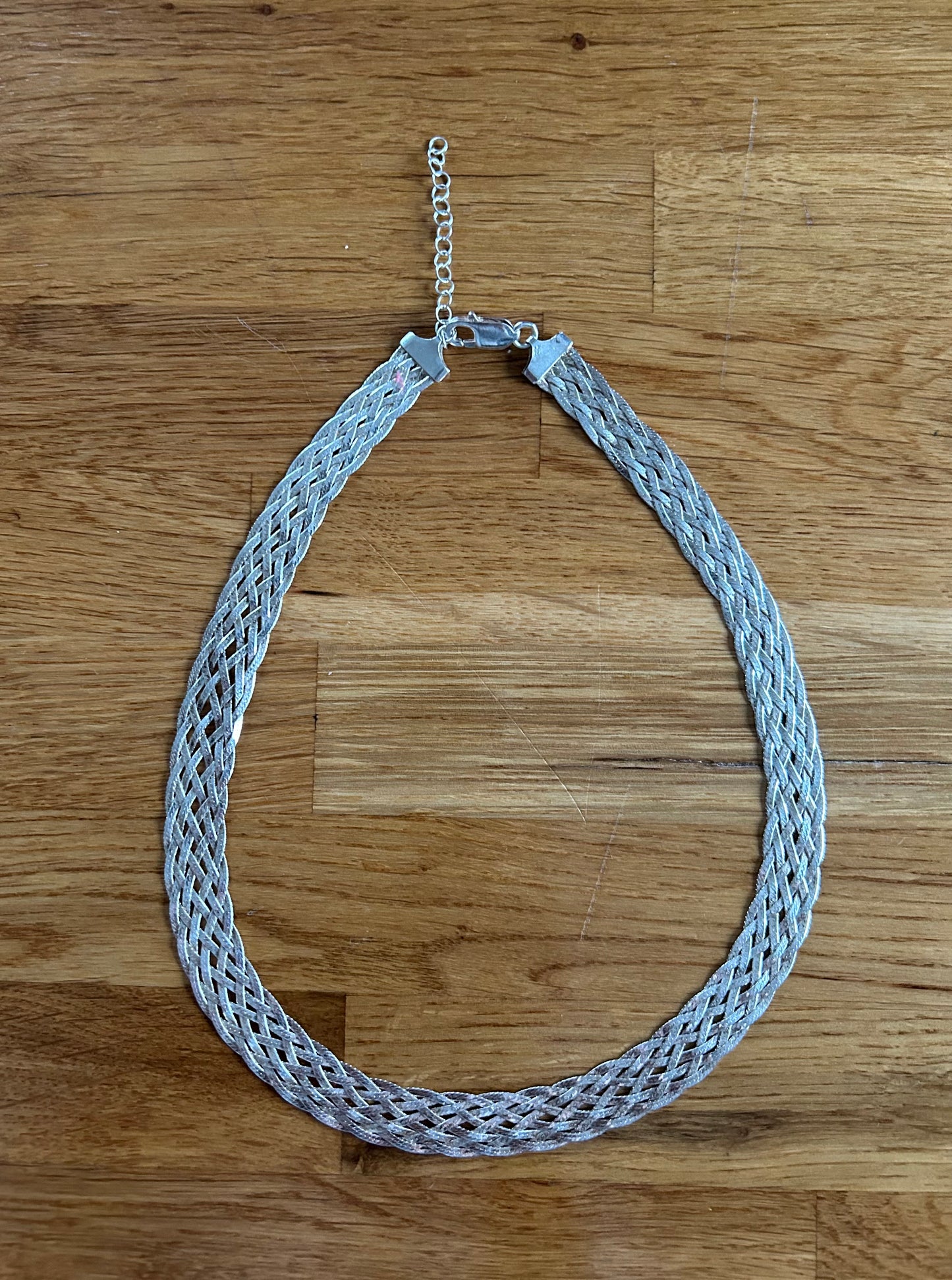 Braided silver necklace