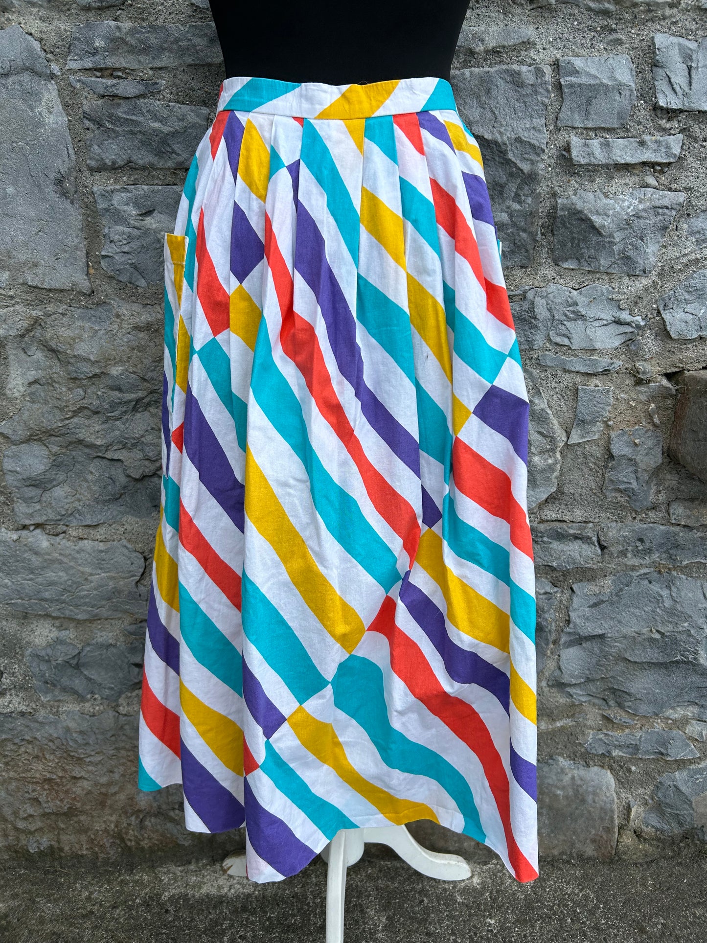 80s rainbow stripes skirt uk 6-8