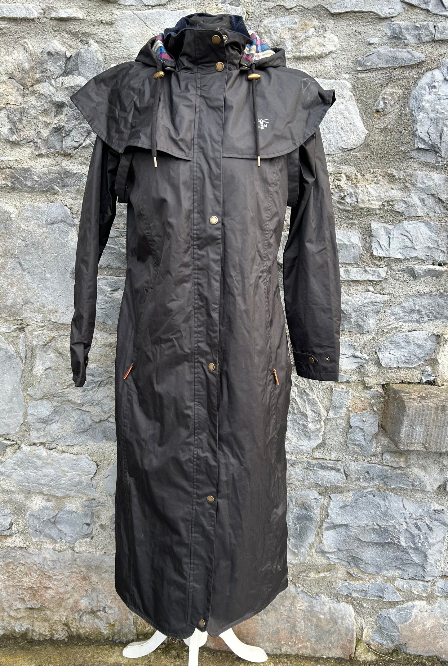 Outback Black full length raincoat uk 10
