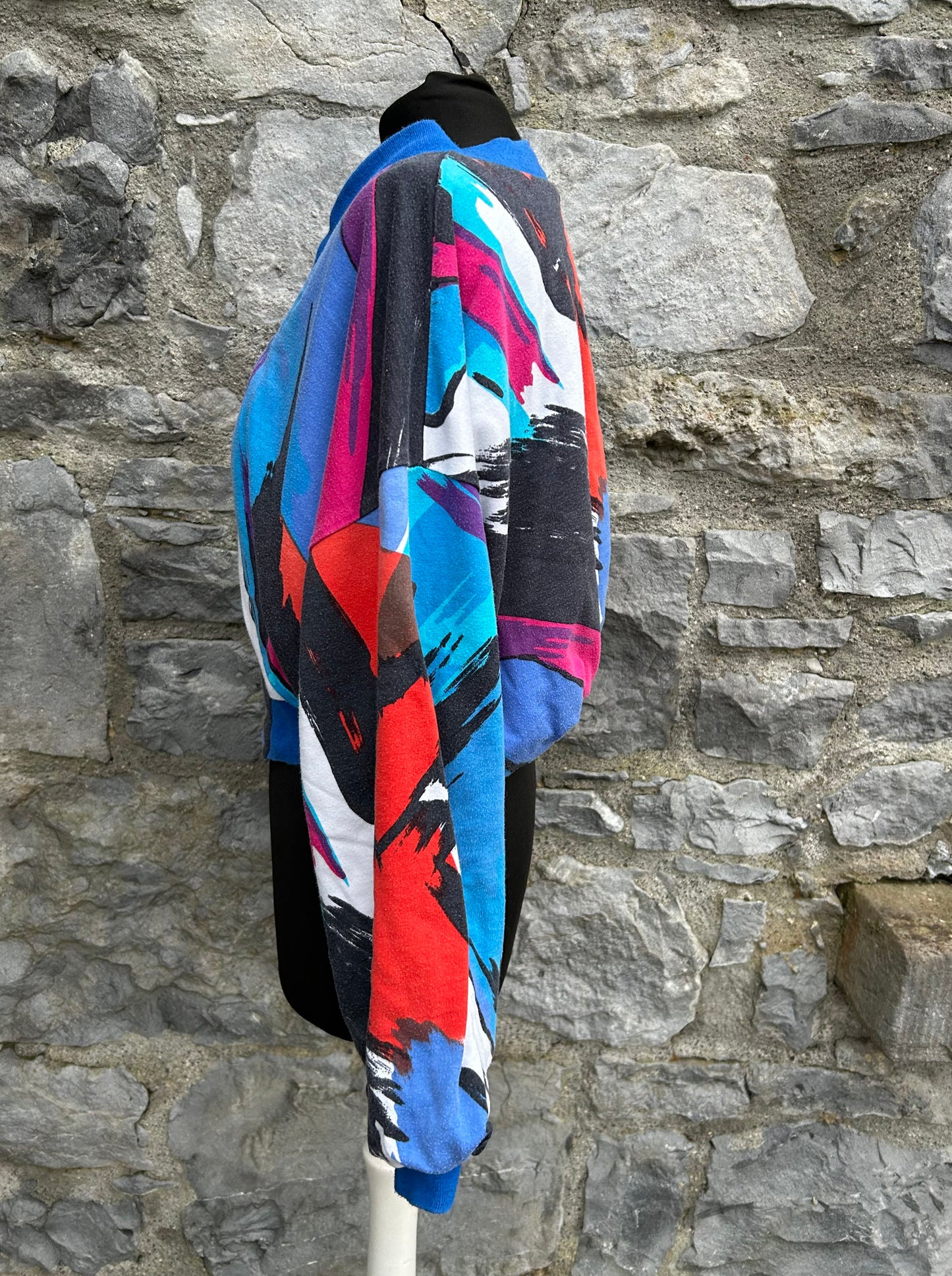 80s rainbow&blue reversible bomber jacket uk 12