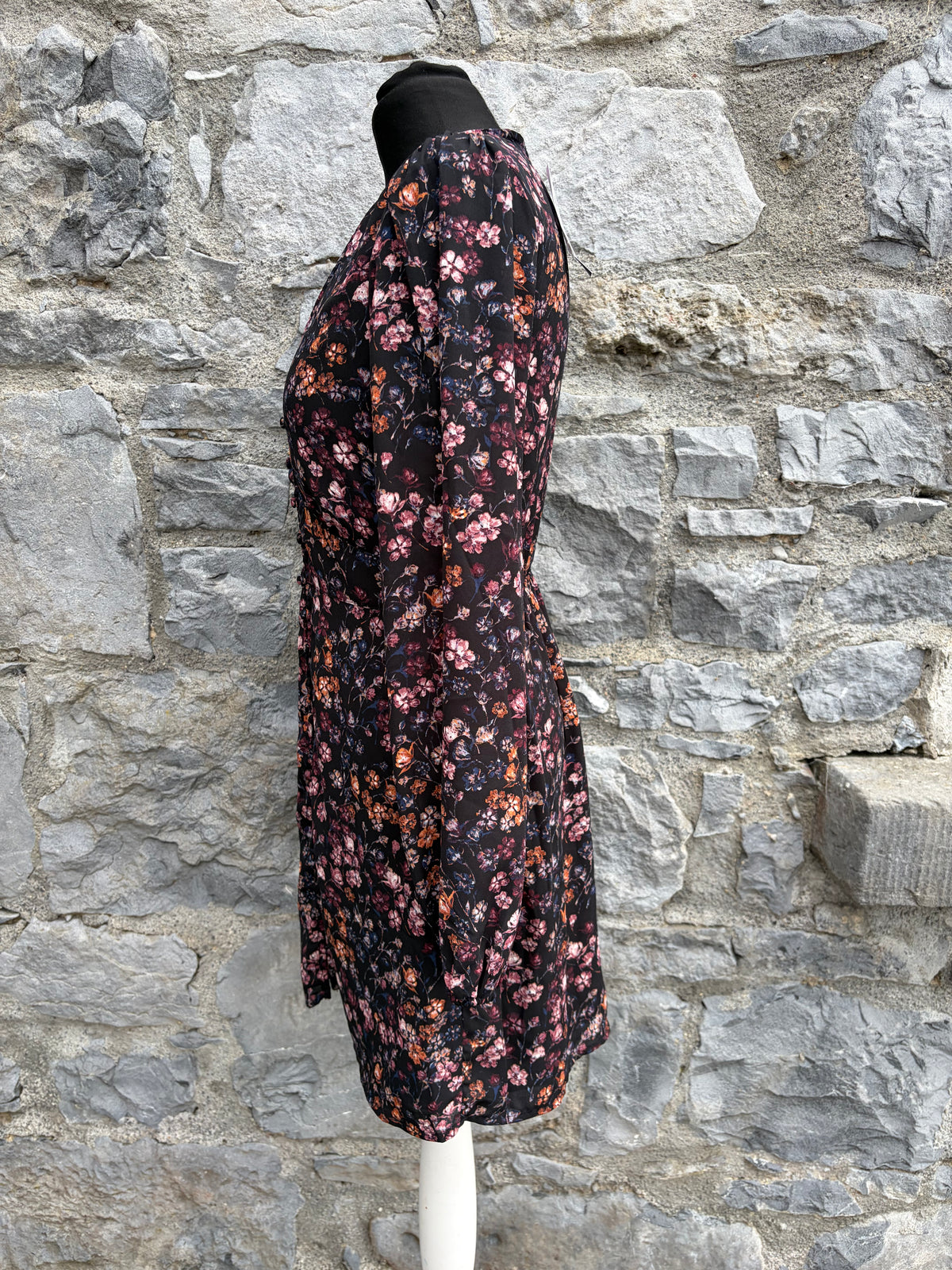 Black floral mini dress uk 8-10