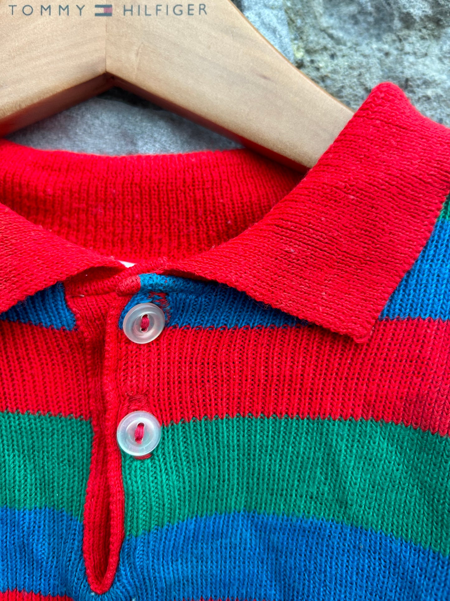 80s red&green stripy jumper  12-18m (80-86cm)