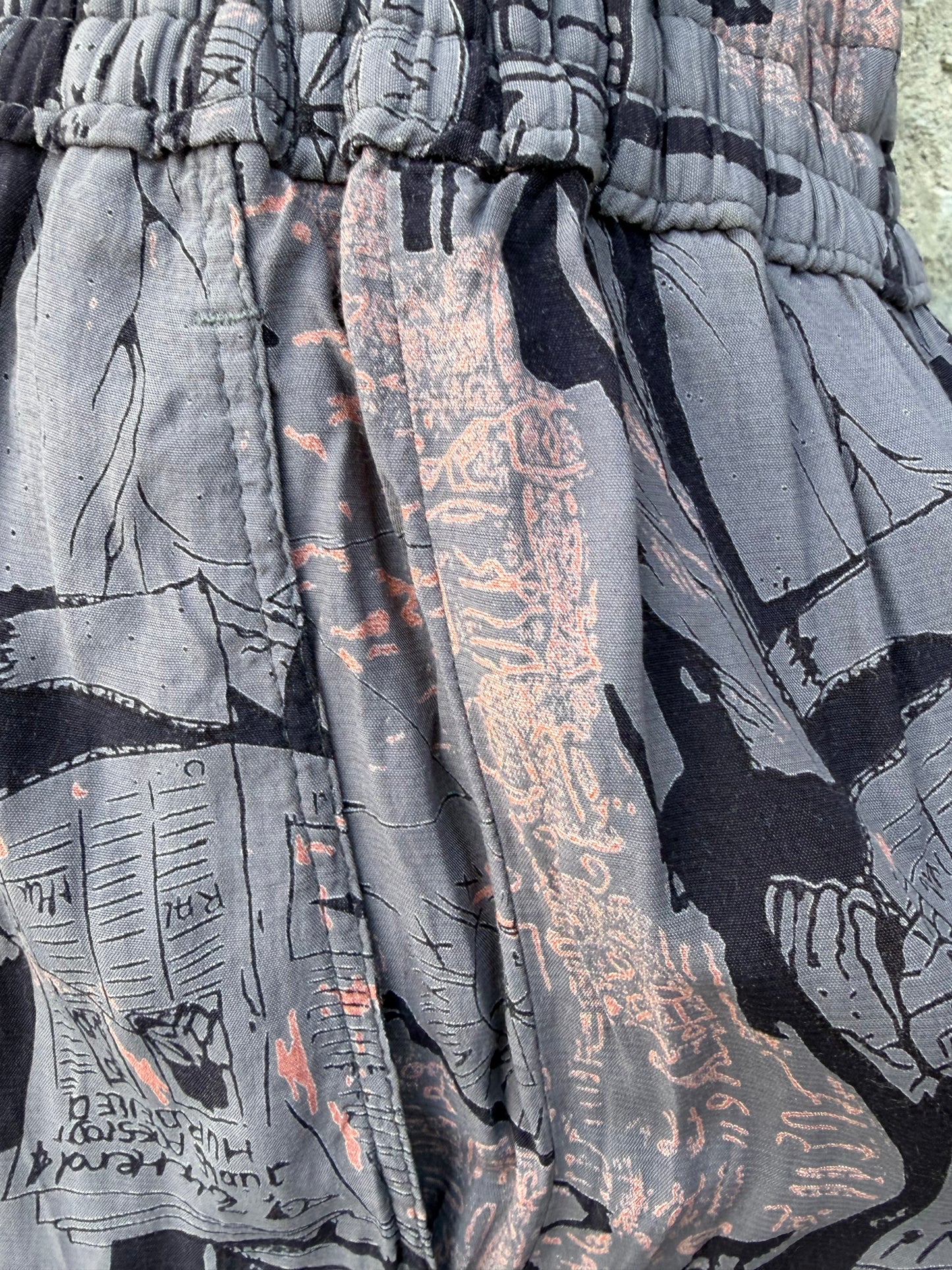 80s abstract purple&grey skirt uk 8-12