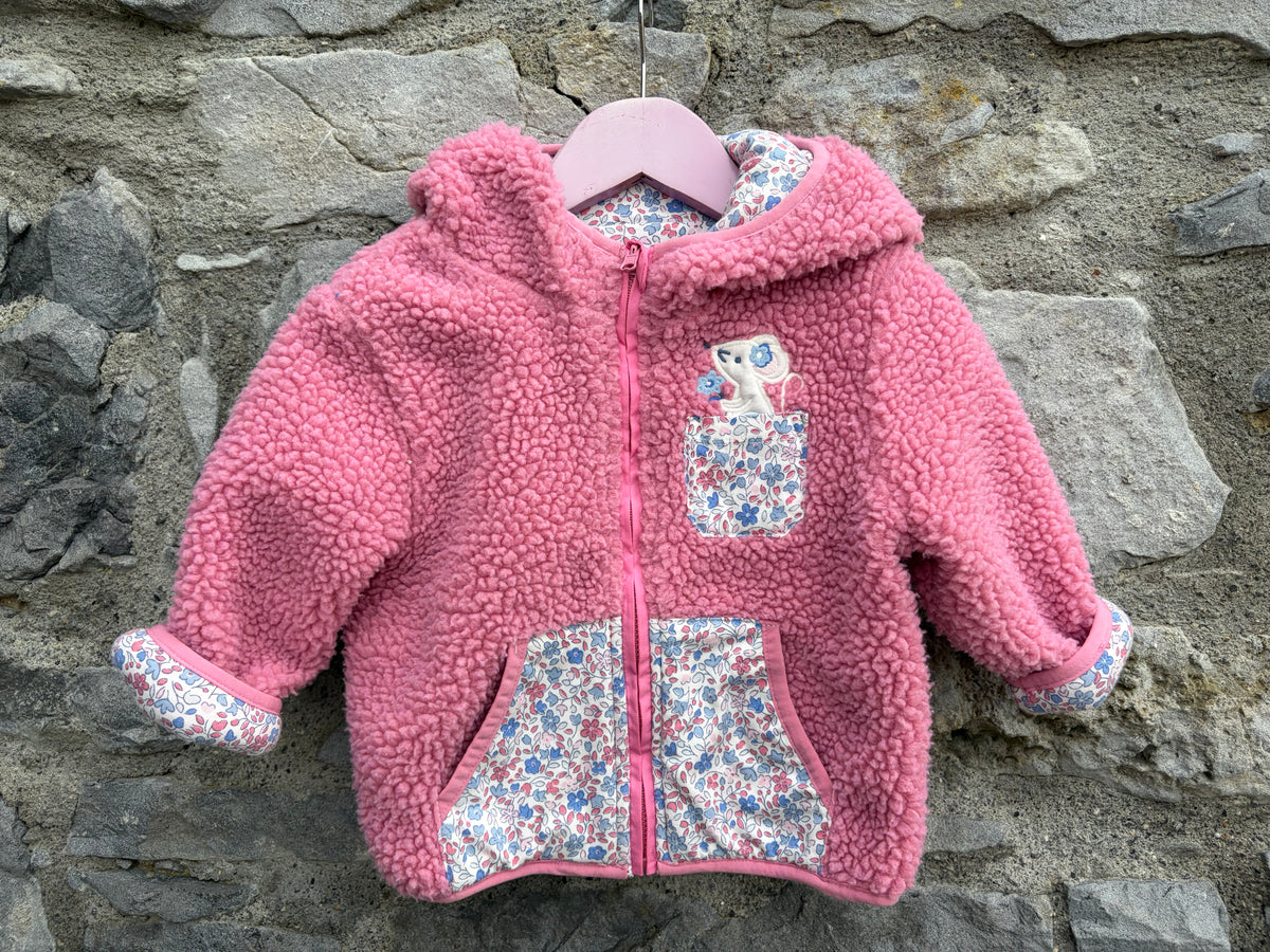 Pink Mouse Reversible Hooded Teddy Fleece 6-12m (68-80cm)