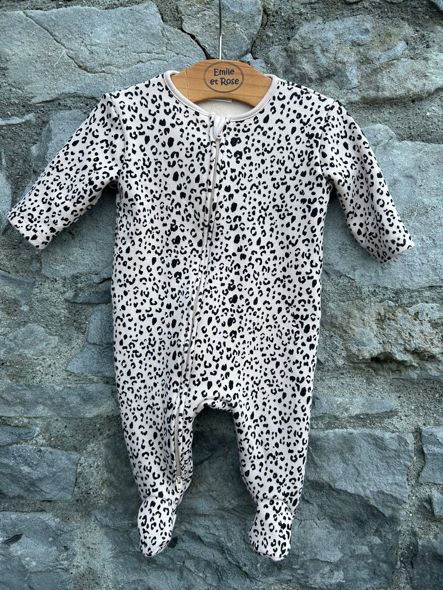 Leopard print sweat onesie  0-3m (56-62cm)