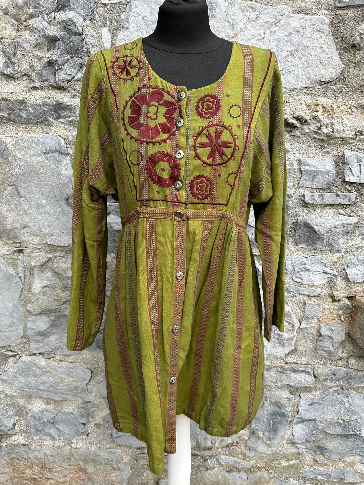 Khaki embroidered dress uk 8-10