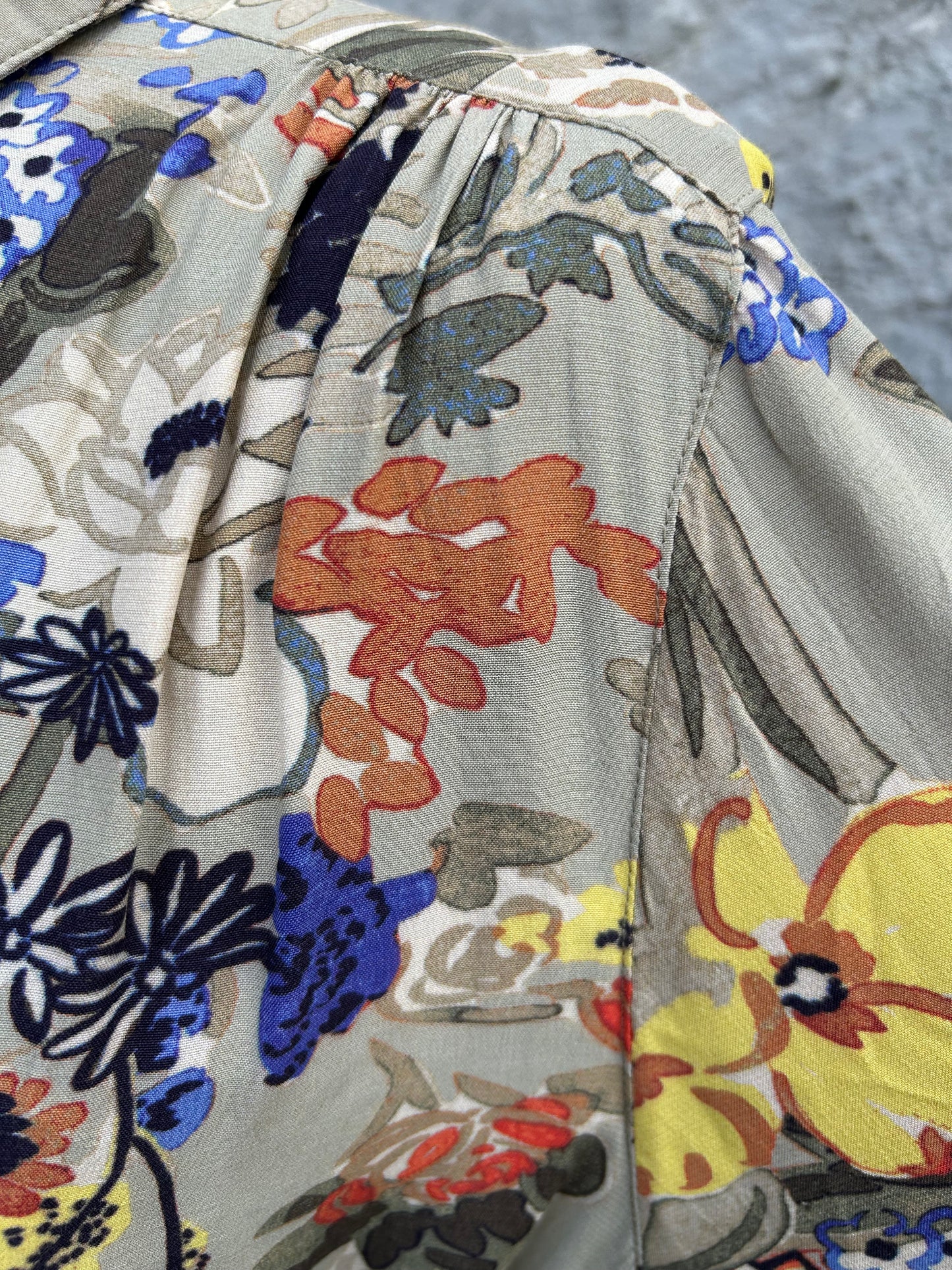 Beige floral button up dress uk 14-16