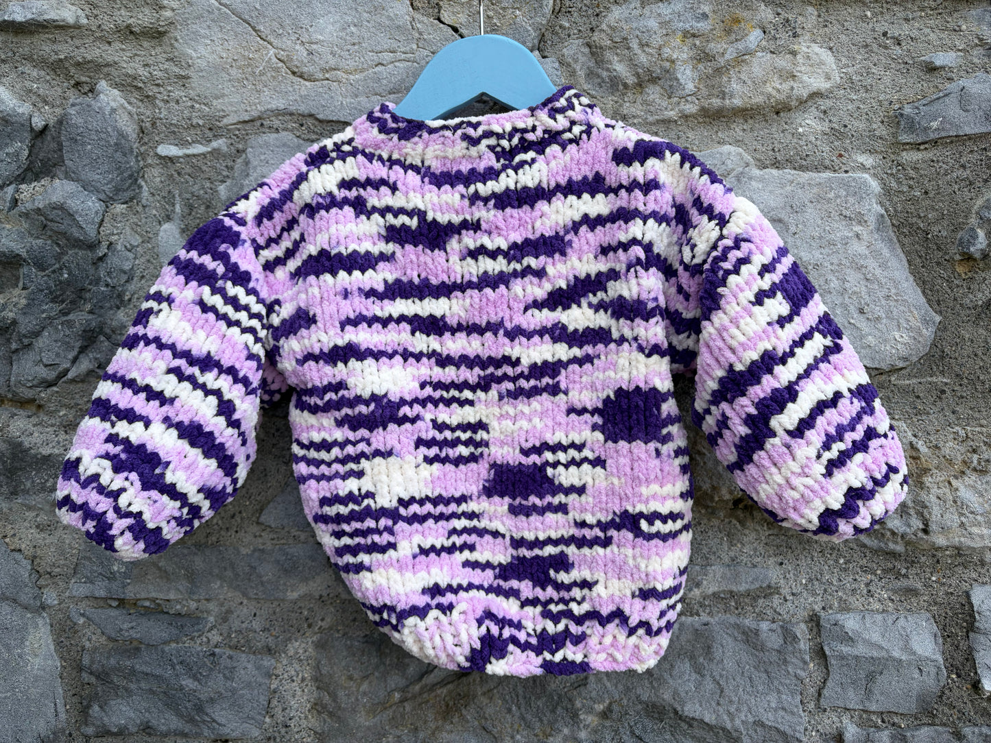 Purple&pink melange fleece cardigan