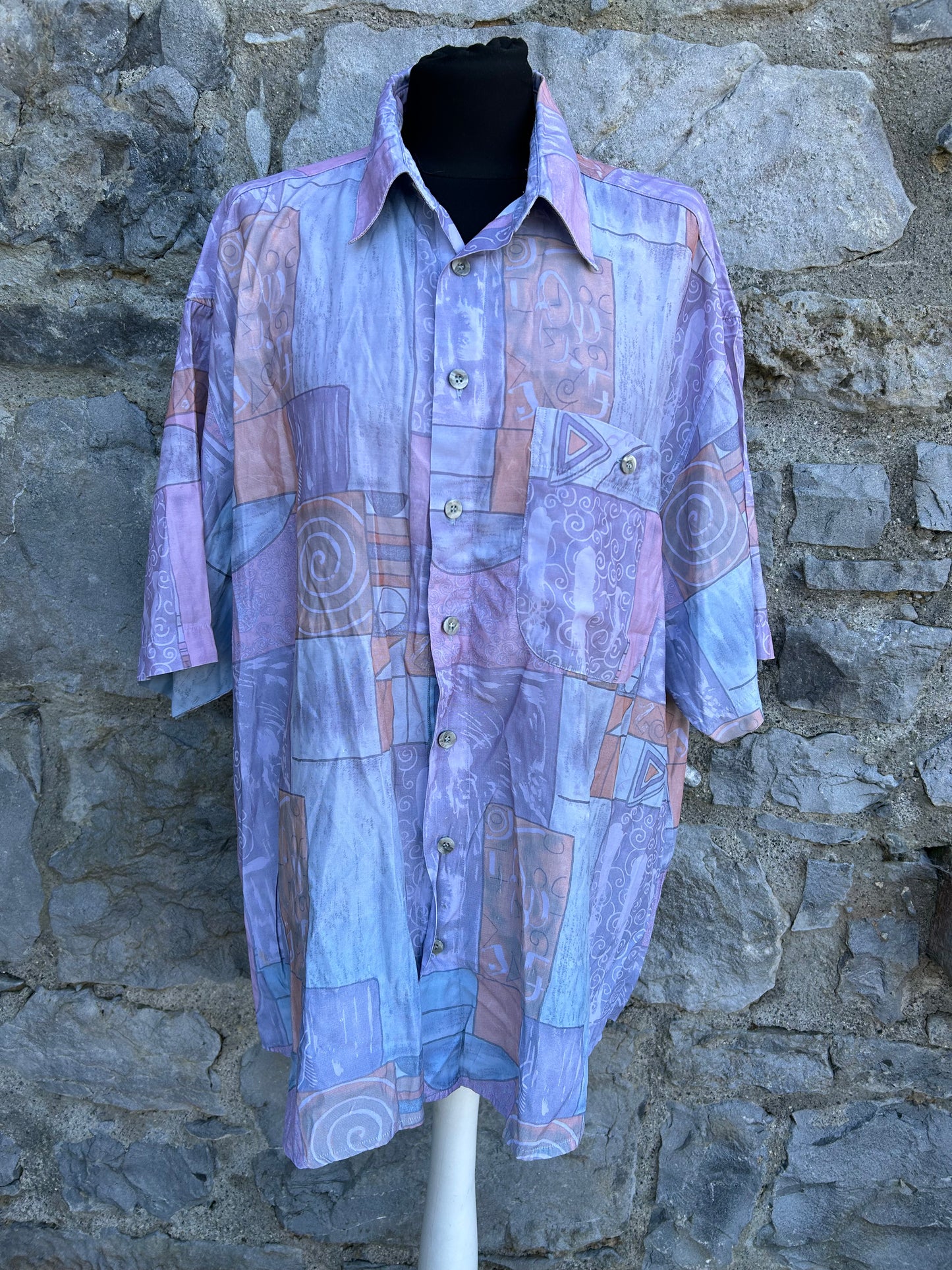 80s abstract pastel shirt  Large