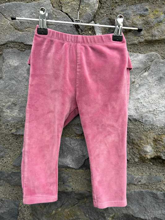 Pink velvet leggings with ruffle  12m (80cm)