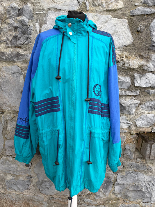 80s Victory teal&blue sport jacket Large
