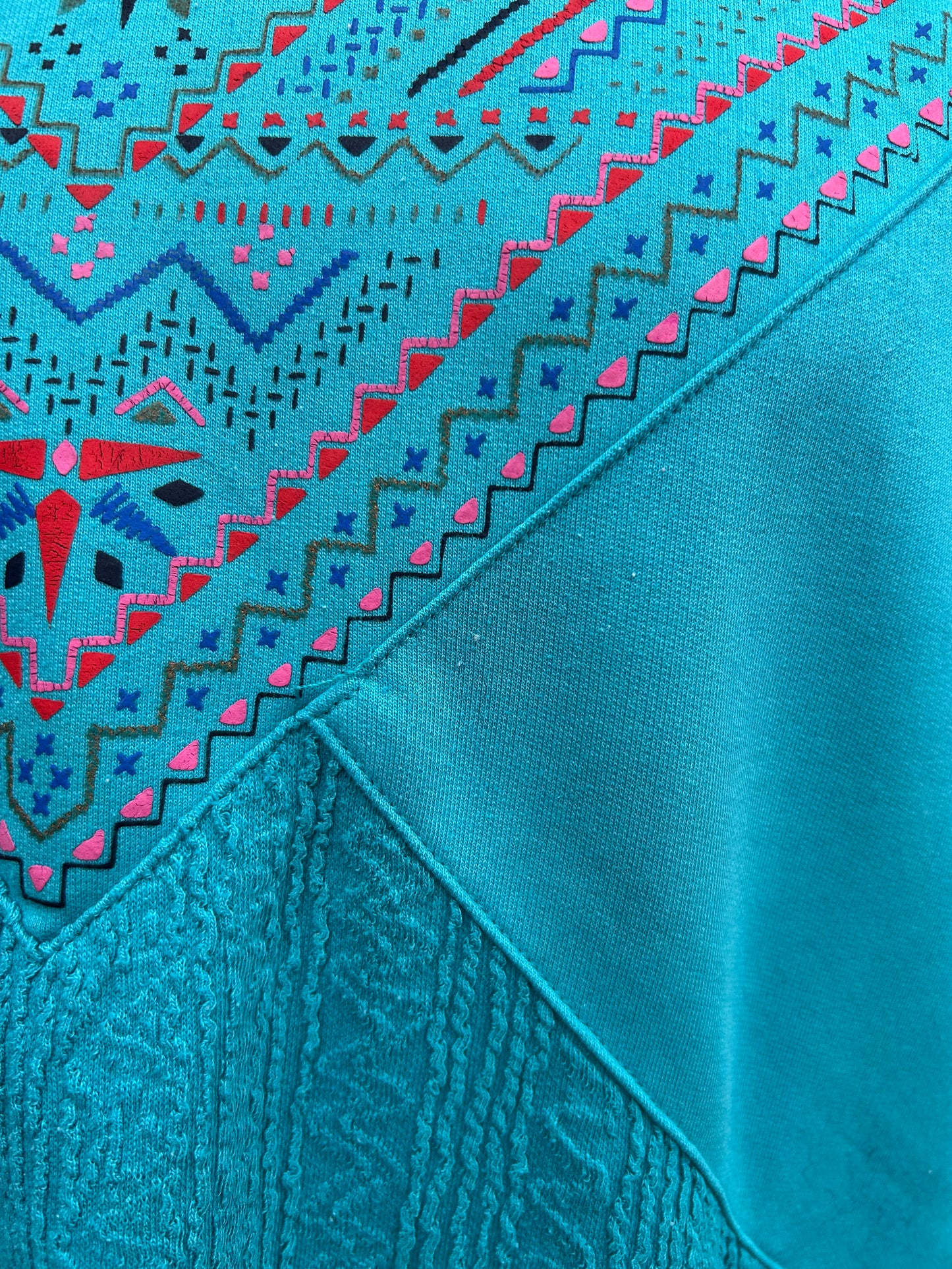 80s geometric teal sweatshirt uk 14