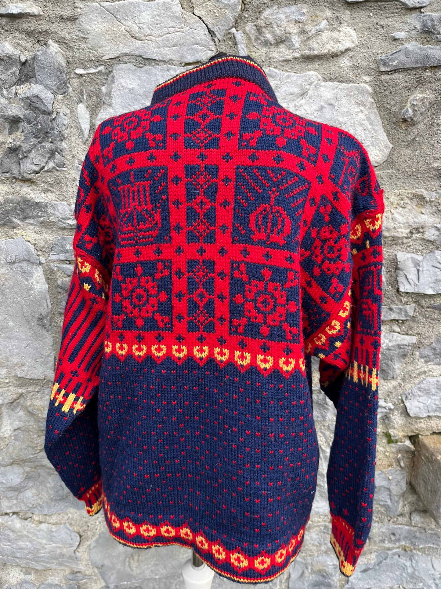 90s red&black Norwegian cardigan uk 12-14