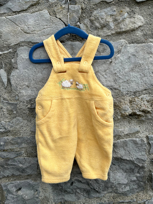 90s yellow fleece dungarees 6m (68cm)