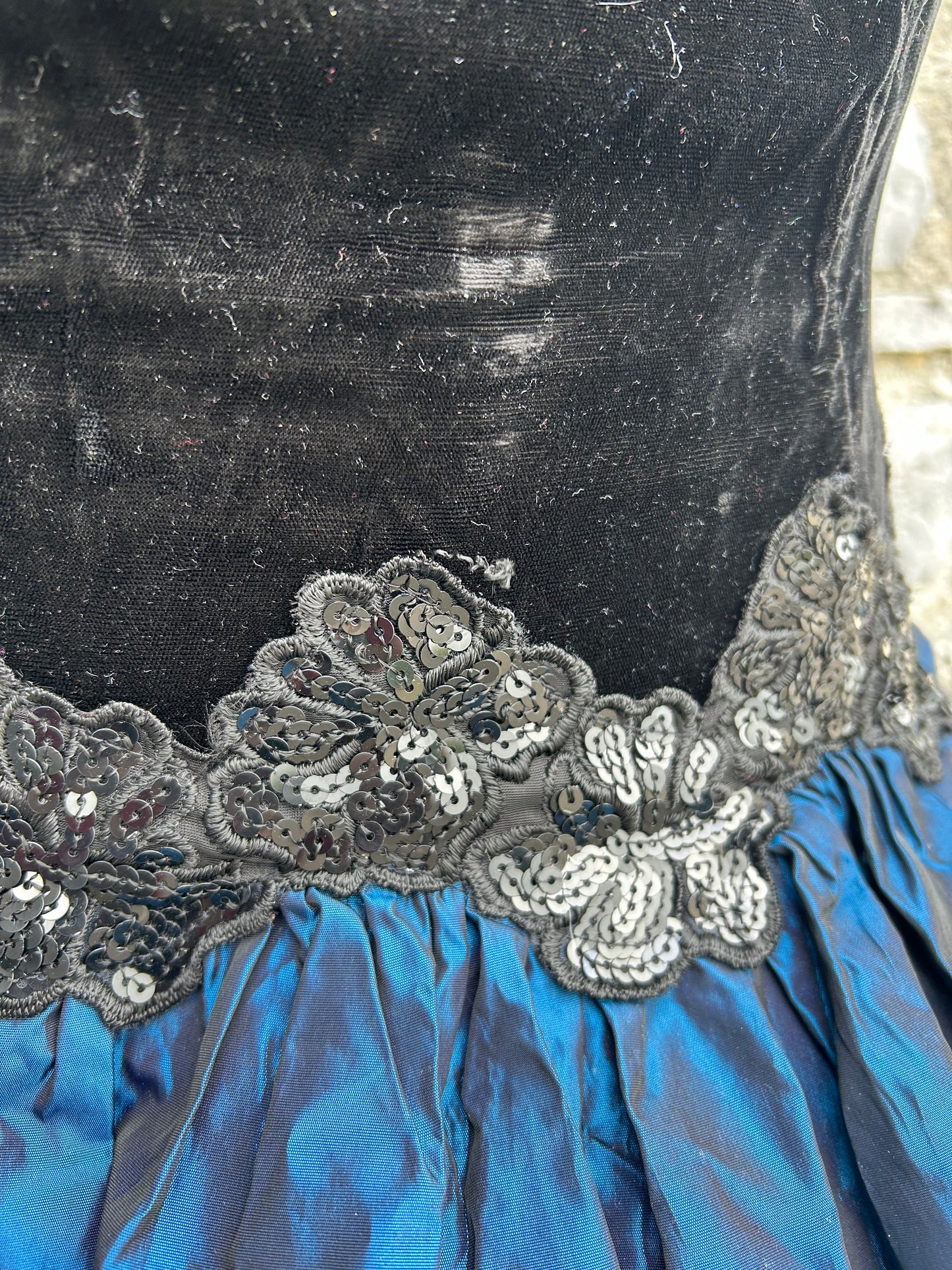 80’s prom black&blue Dress uk 10-12