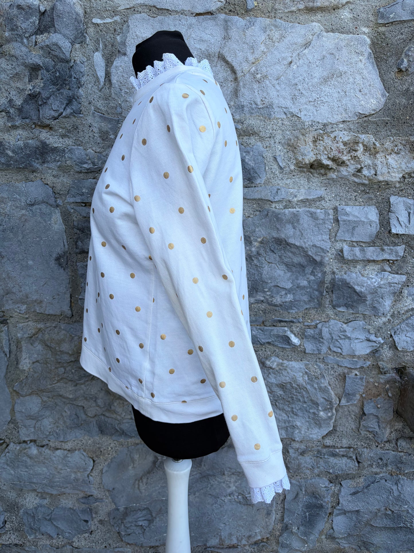 Polka dot white sweatshirt uk 10