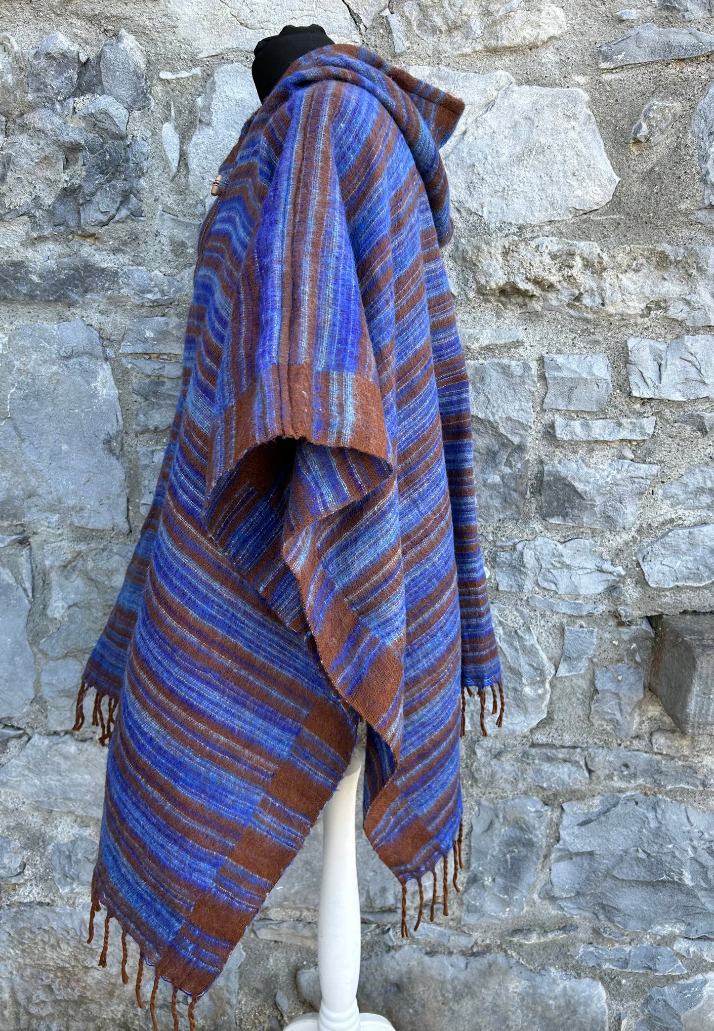 Blue&Brown poncho uk 10-16