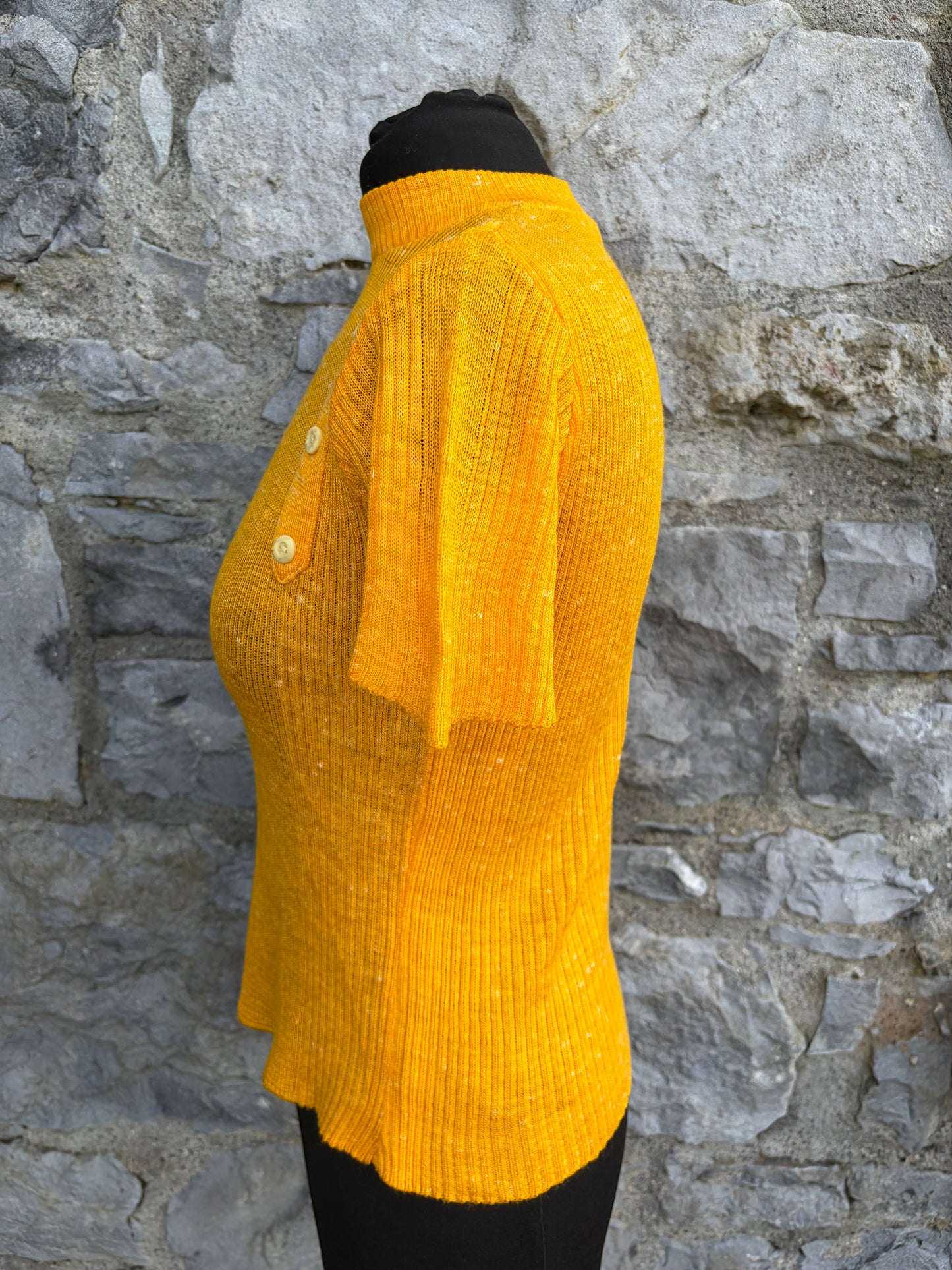 80s yellow ribbed top uk8-10