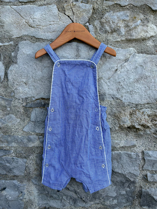 90s blue gingham dungarees 9-12m (74-80cm)