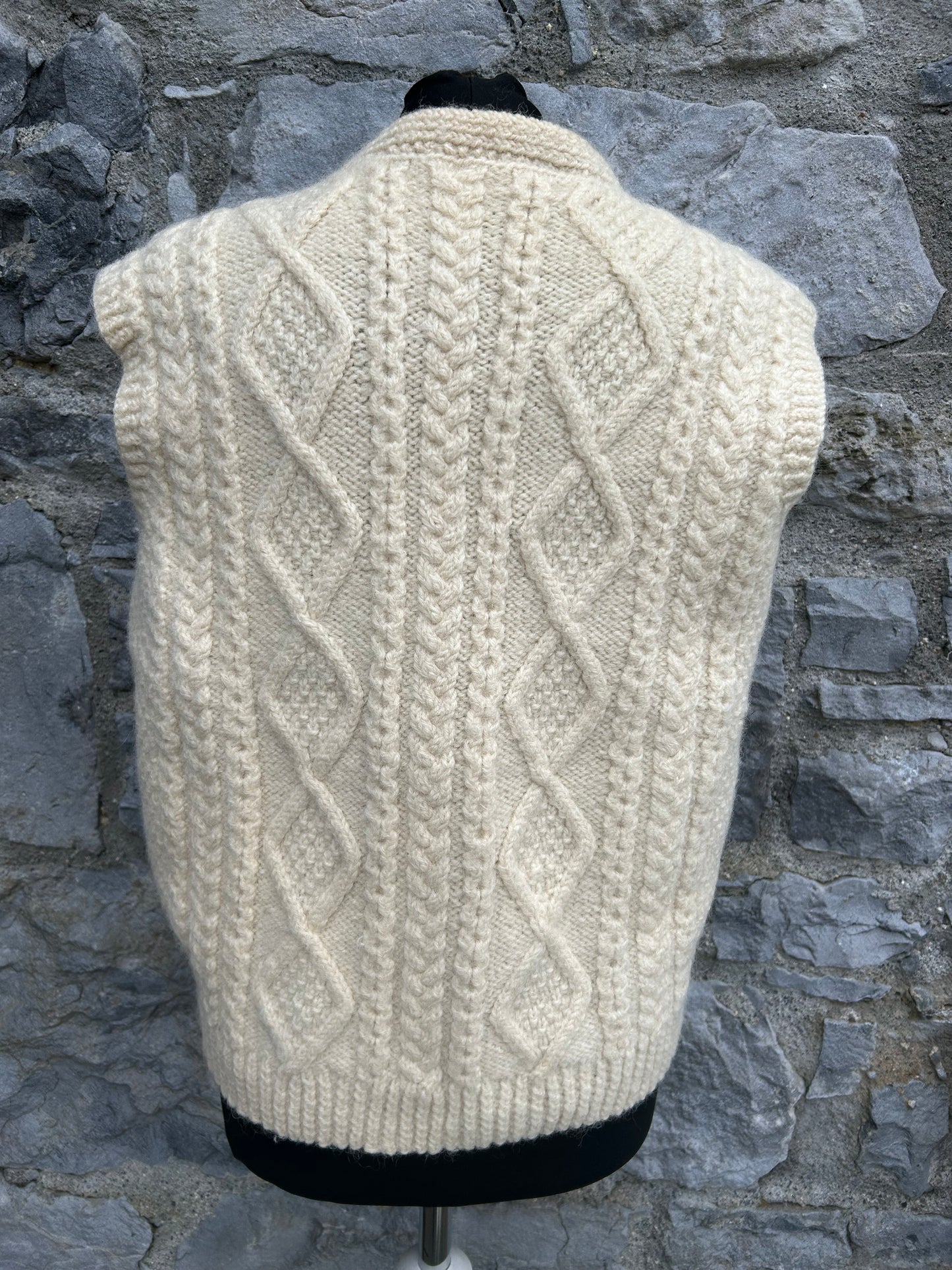 90s cream Aran style gilet uk 12