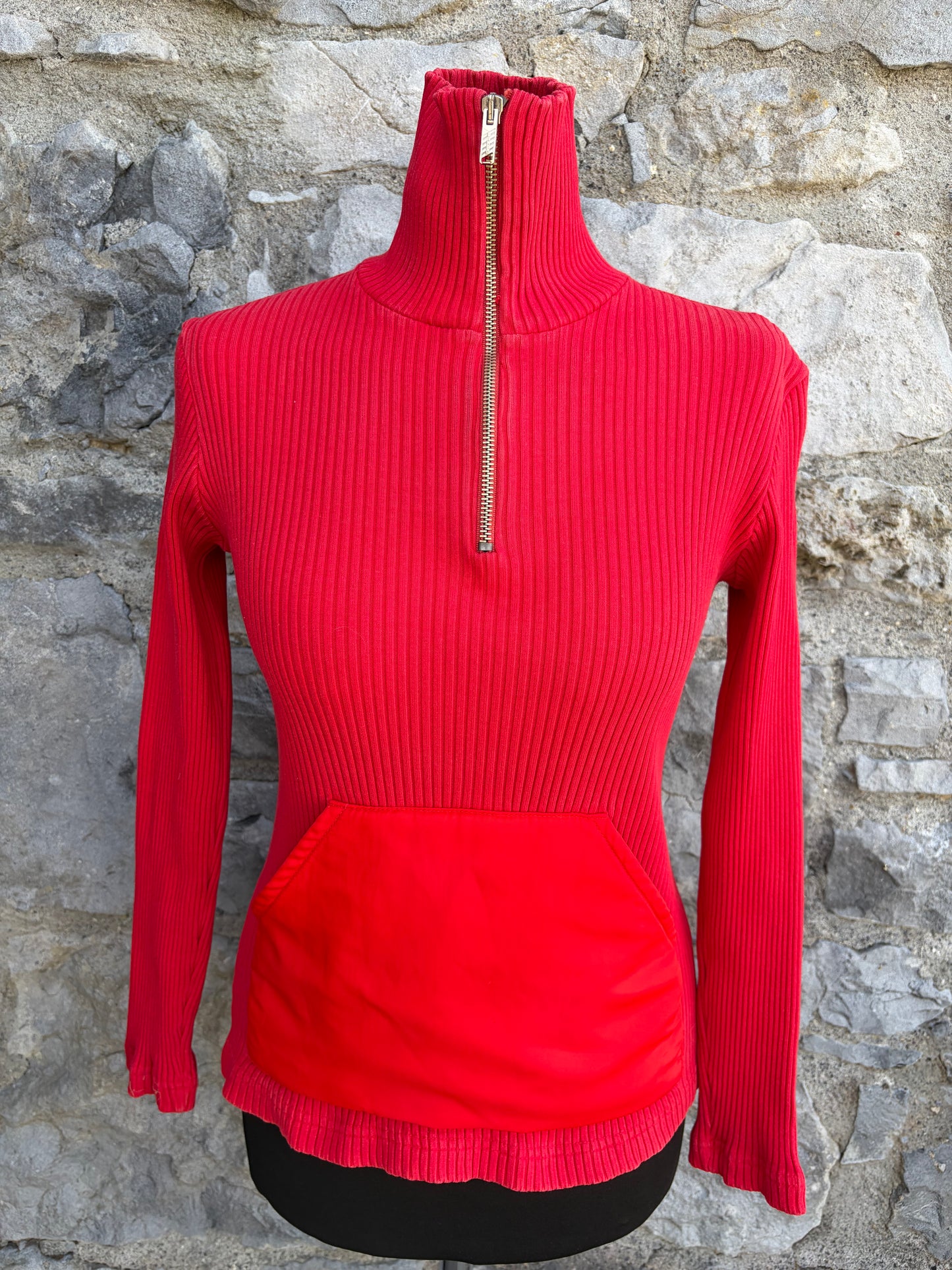 90s red ribbed knit sweater  uk 6
