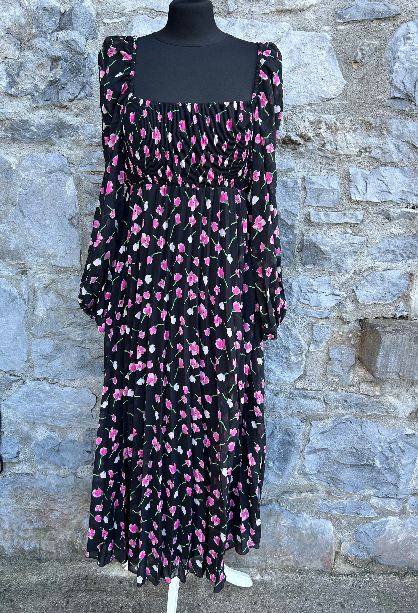 Maternity square neck pleated midi dress in floral print uk 8
