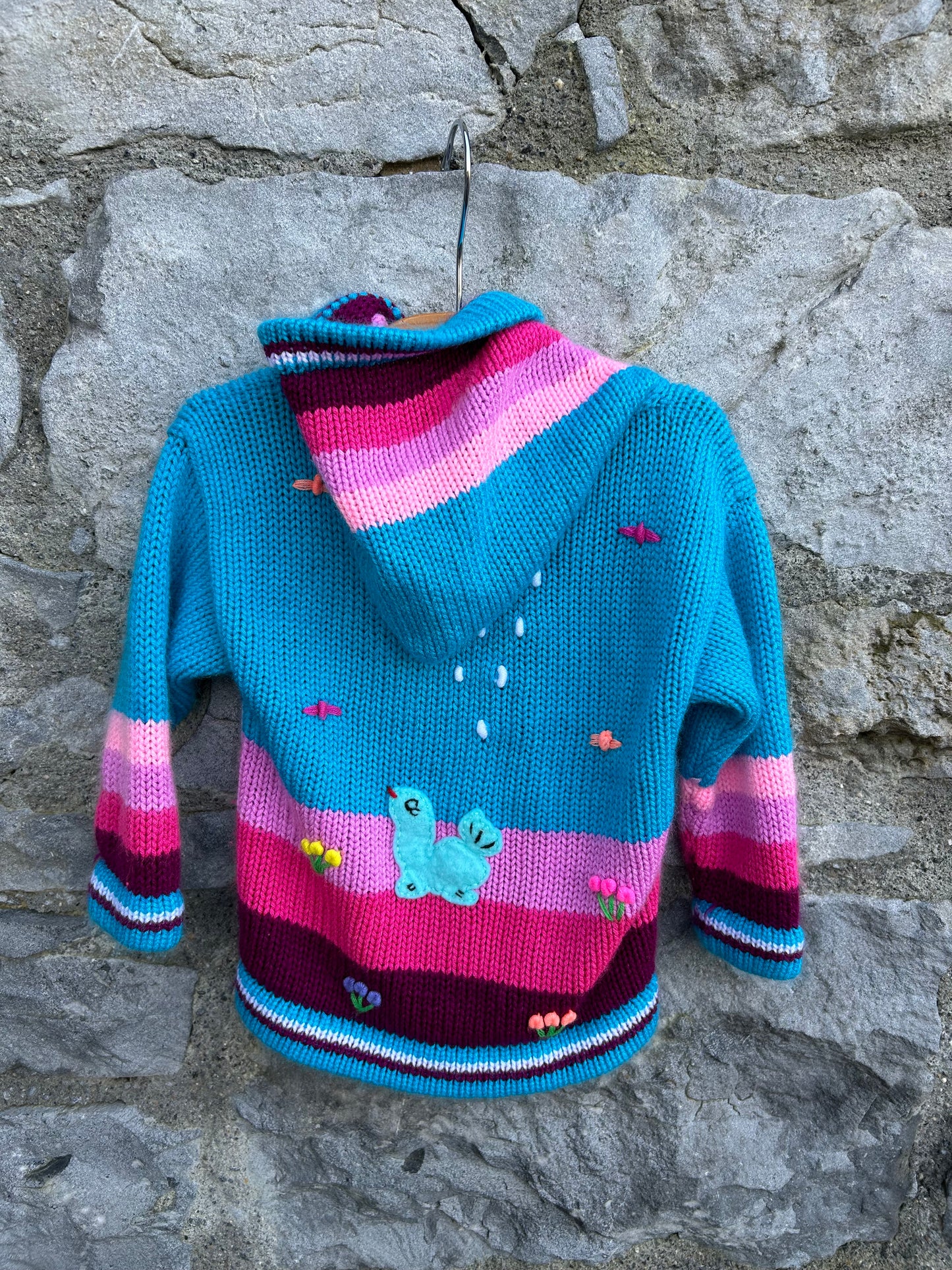 Blue&pink Peruvian cardigan  9-12m (74-80cm)