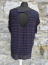 Load image into Gallery viewer, Sequin stripes navy top uk 12-14
