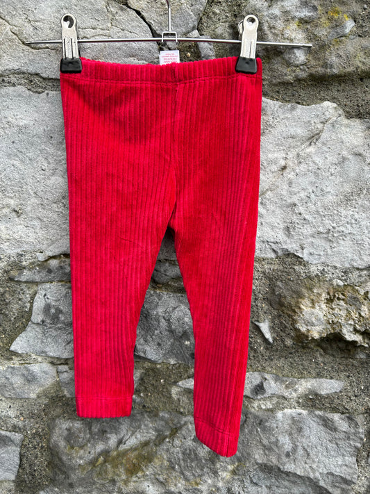 Red Velour ribbed leggings 9-12m (74-80cm)