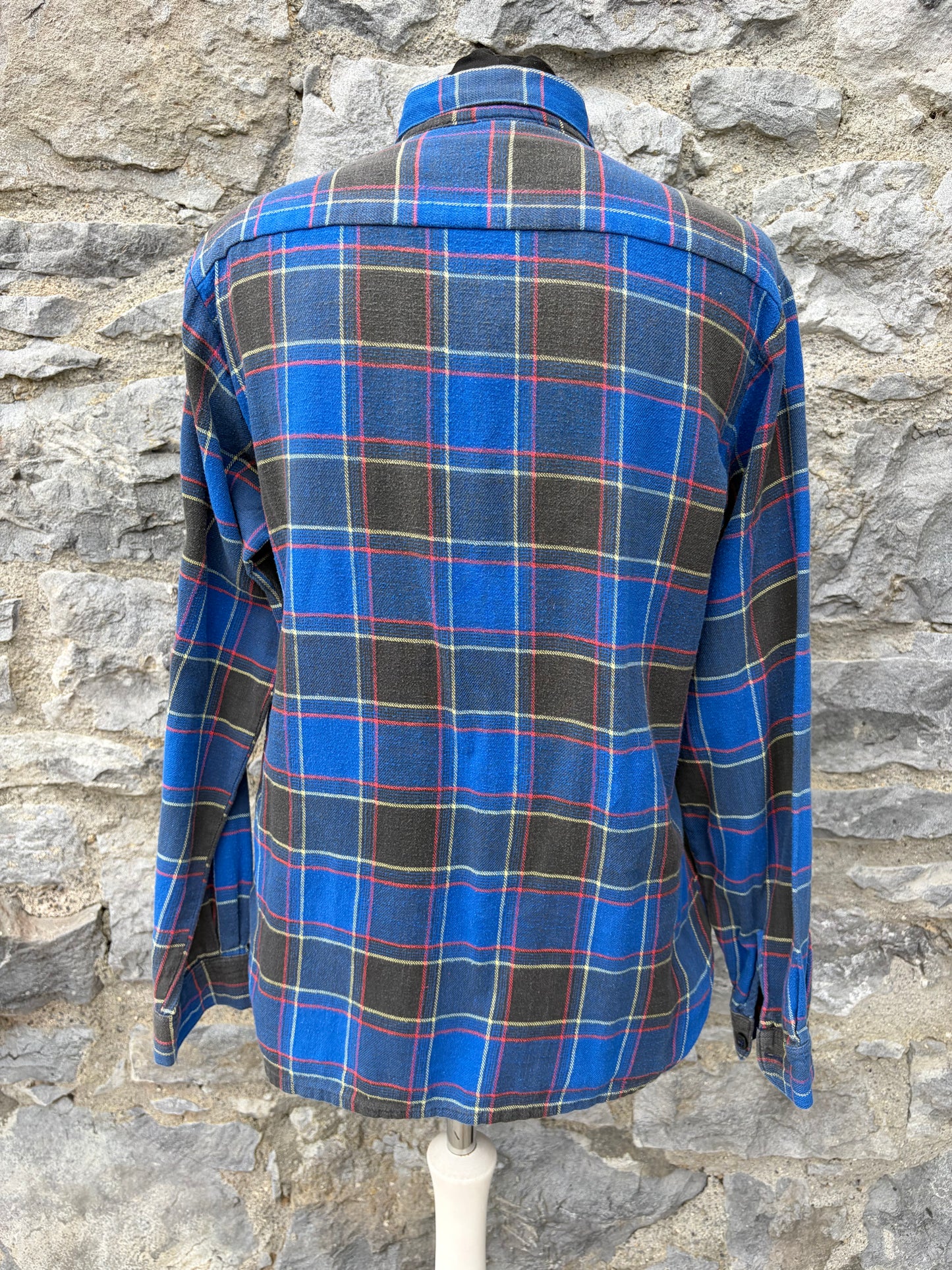 90s blue check shirt Small