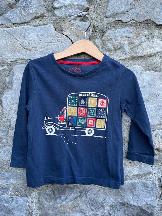 Gift truck navy top   2-3y (92-98cm)