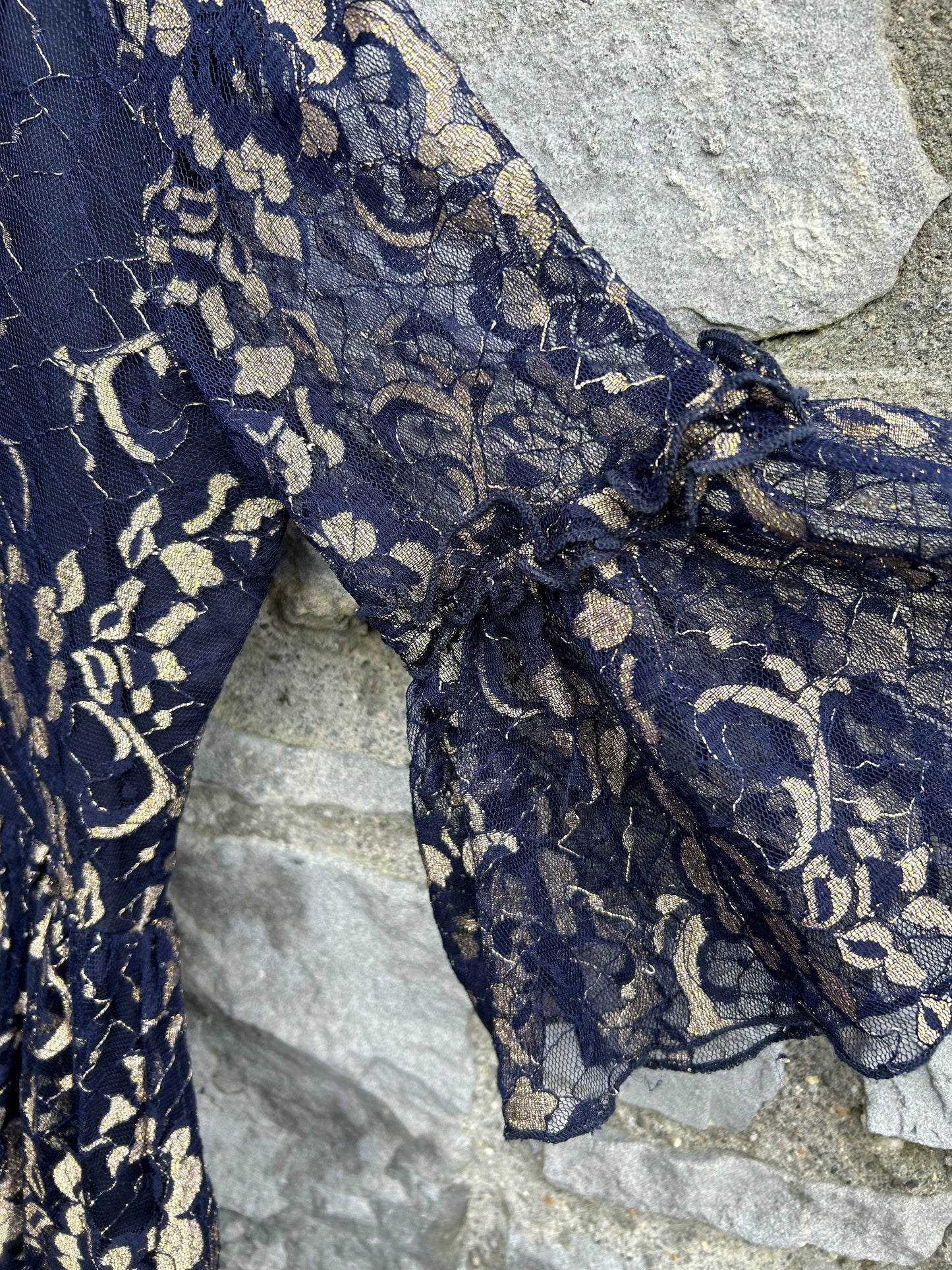 Navy&gold lace dress  11y (146cm)