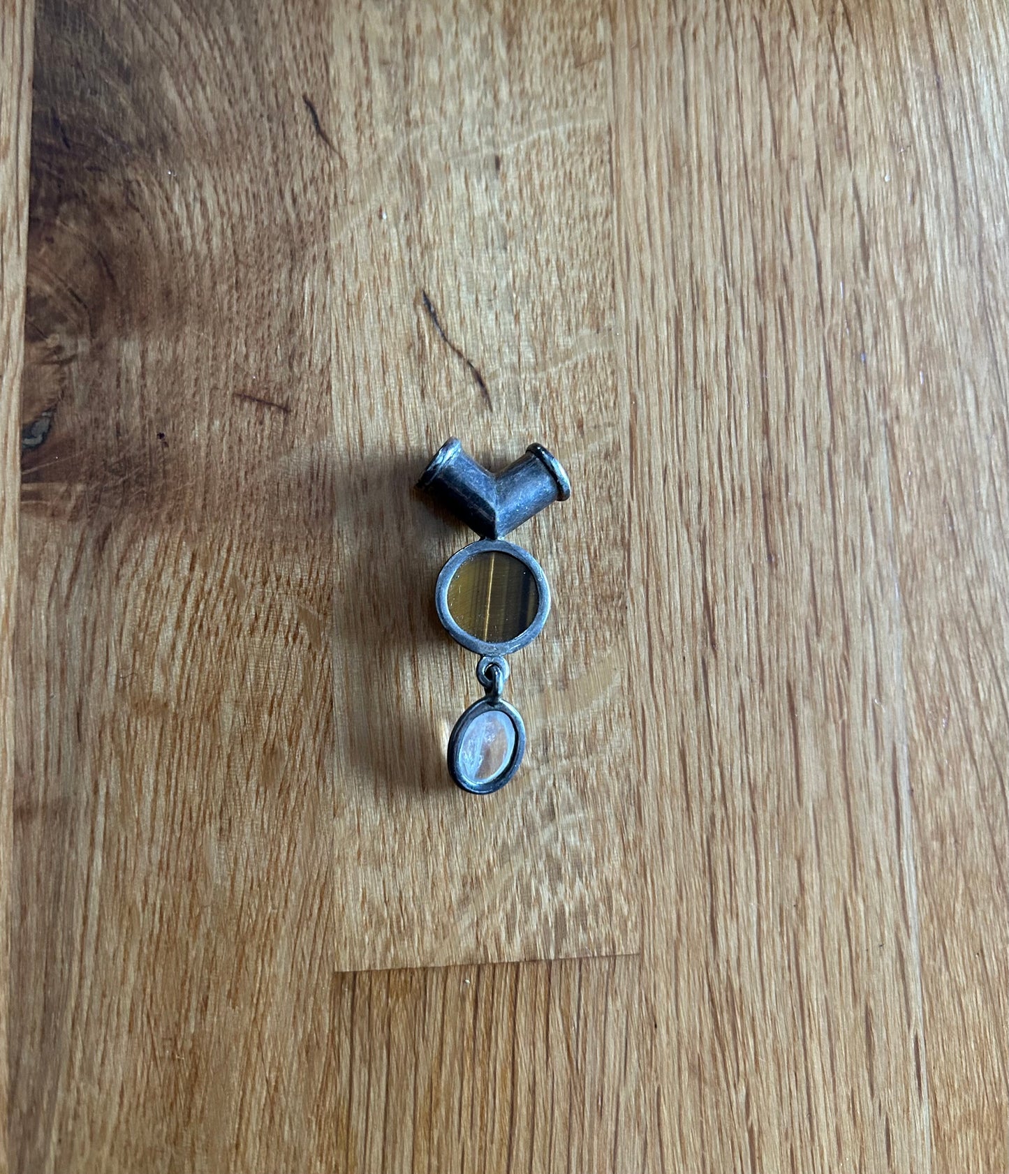 Brown&pink silver pendant