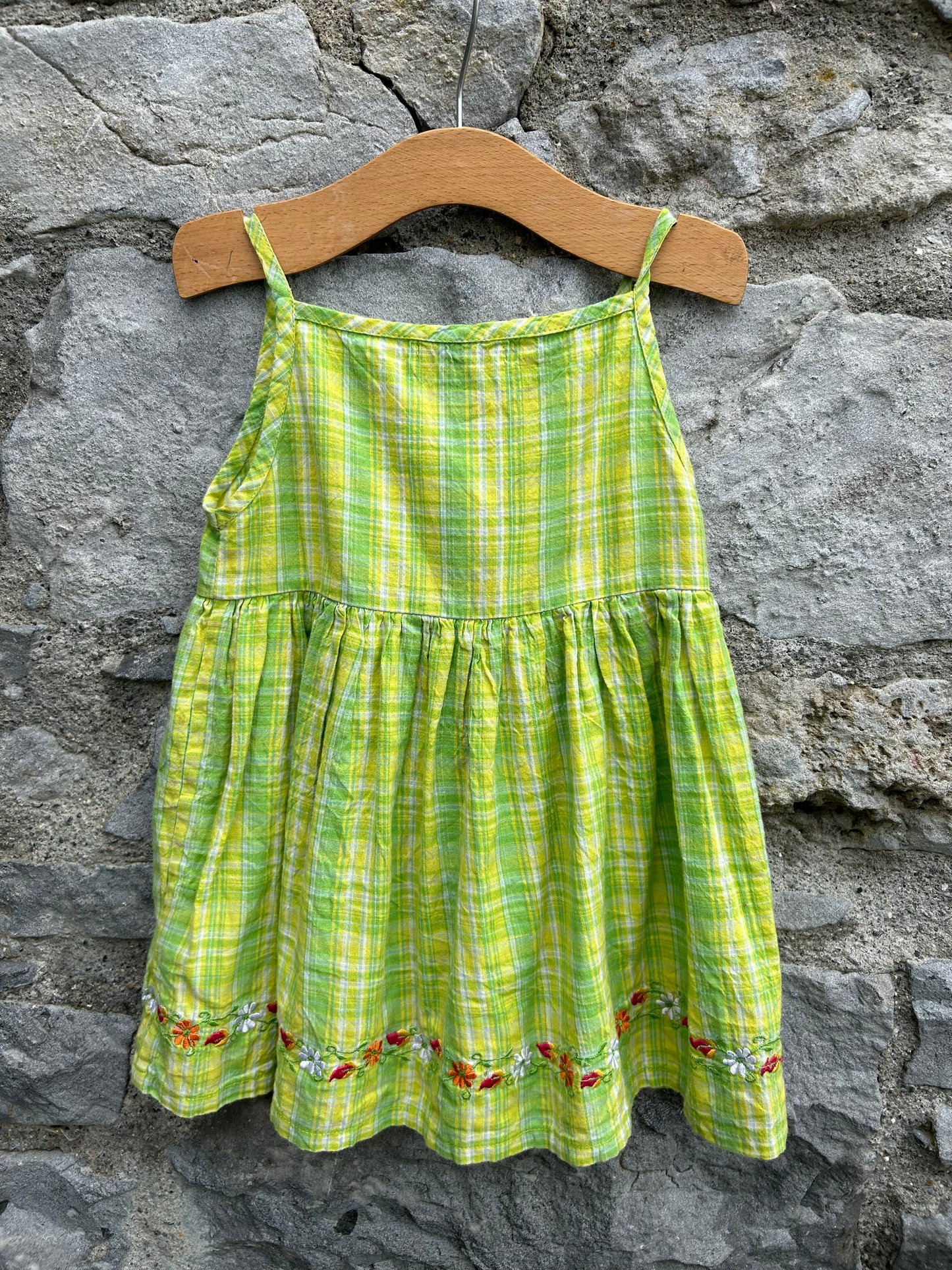 90s green check dress   12-18m (80-86cm)