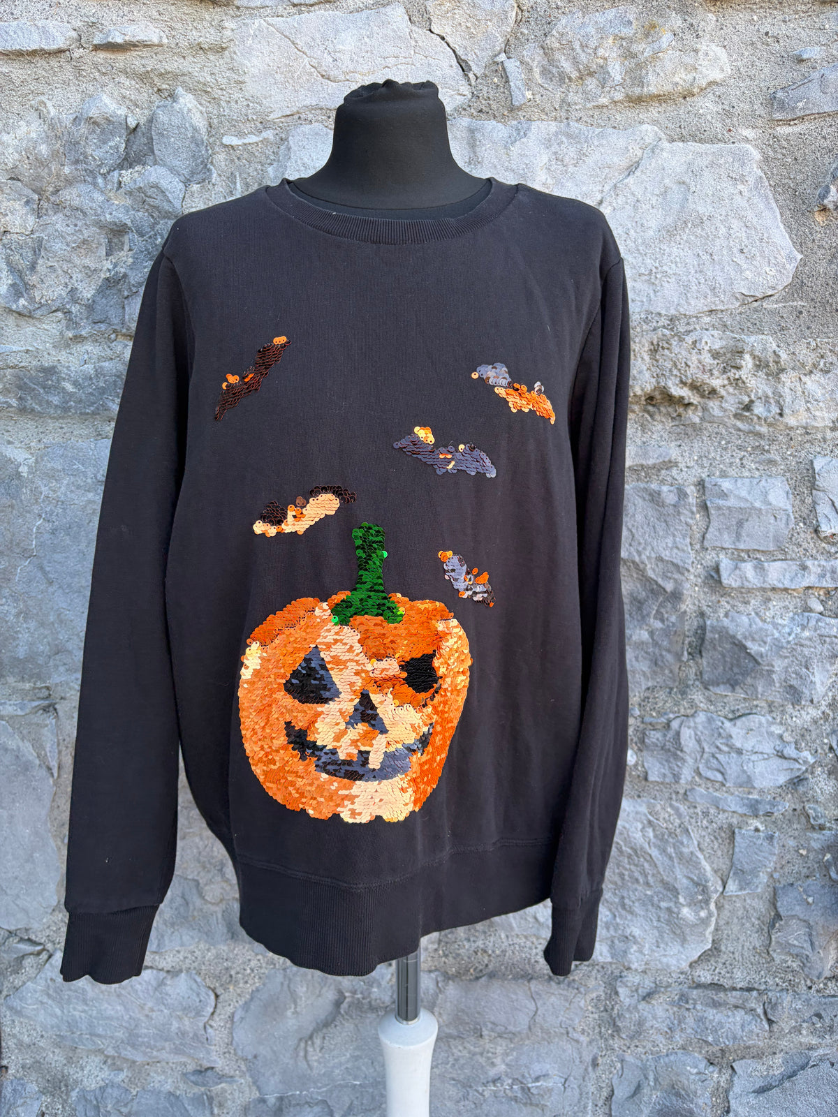 Sequin pumpkin black sweatshirt uk 14-16