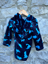 Load image into Gallery viewer, Navy fleece dinosaurs gown   6-9m (68-74cm)
