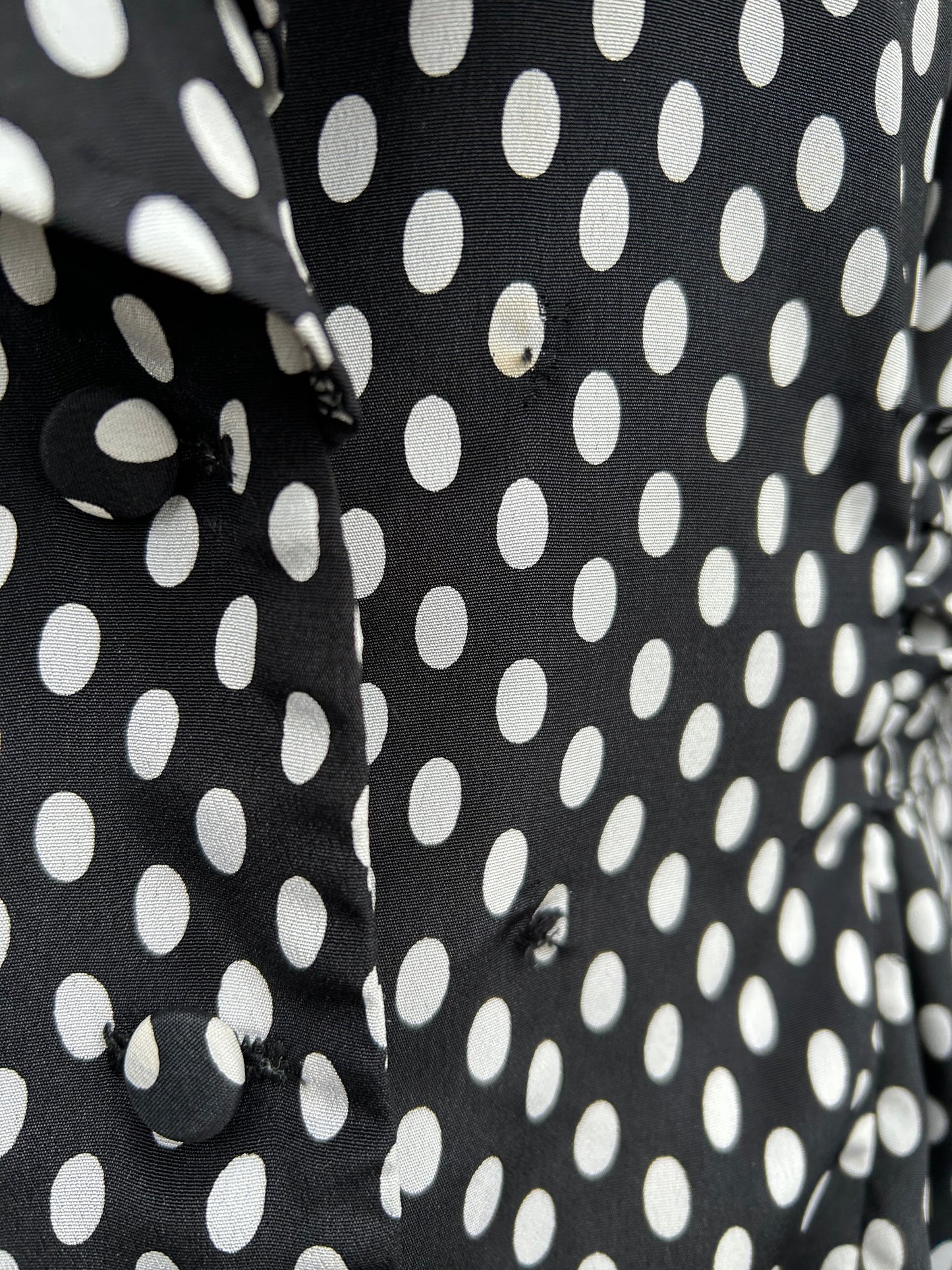 90s mega dots black blouse uk 12