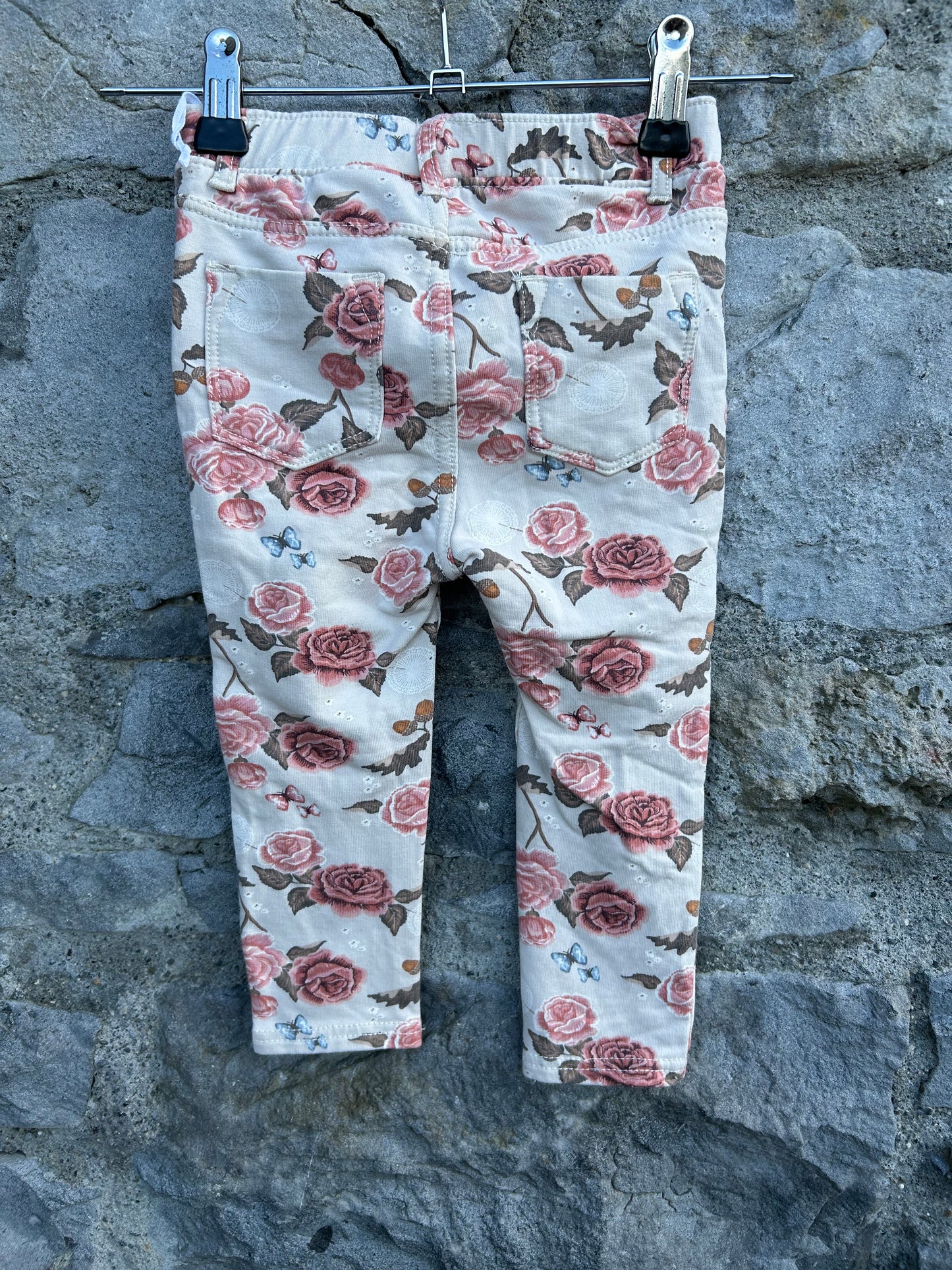 Pink roses autumn jeggings  12-18m (80-86cm)