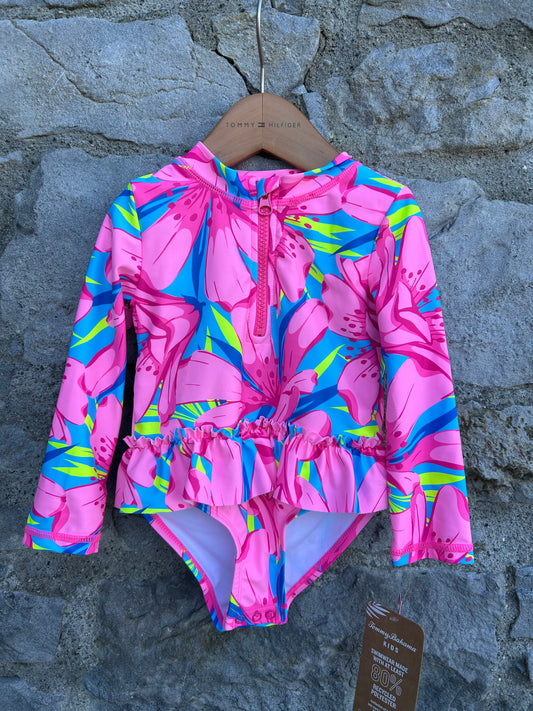 Pink flowers swimsuit 18-24m (86-92cm)