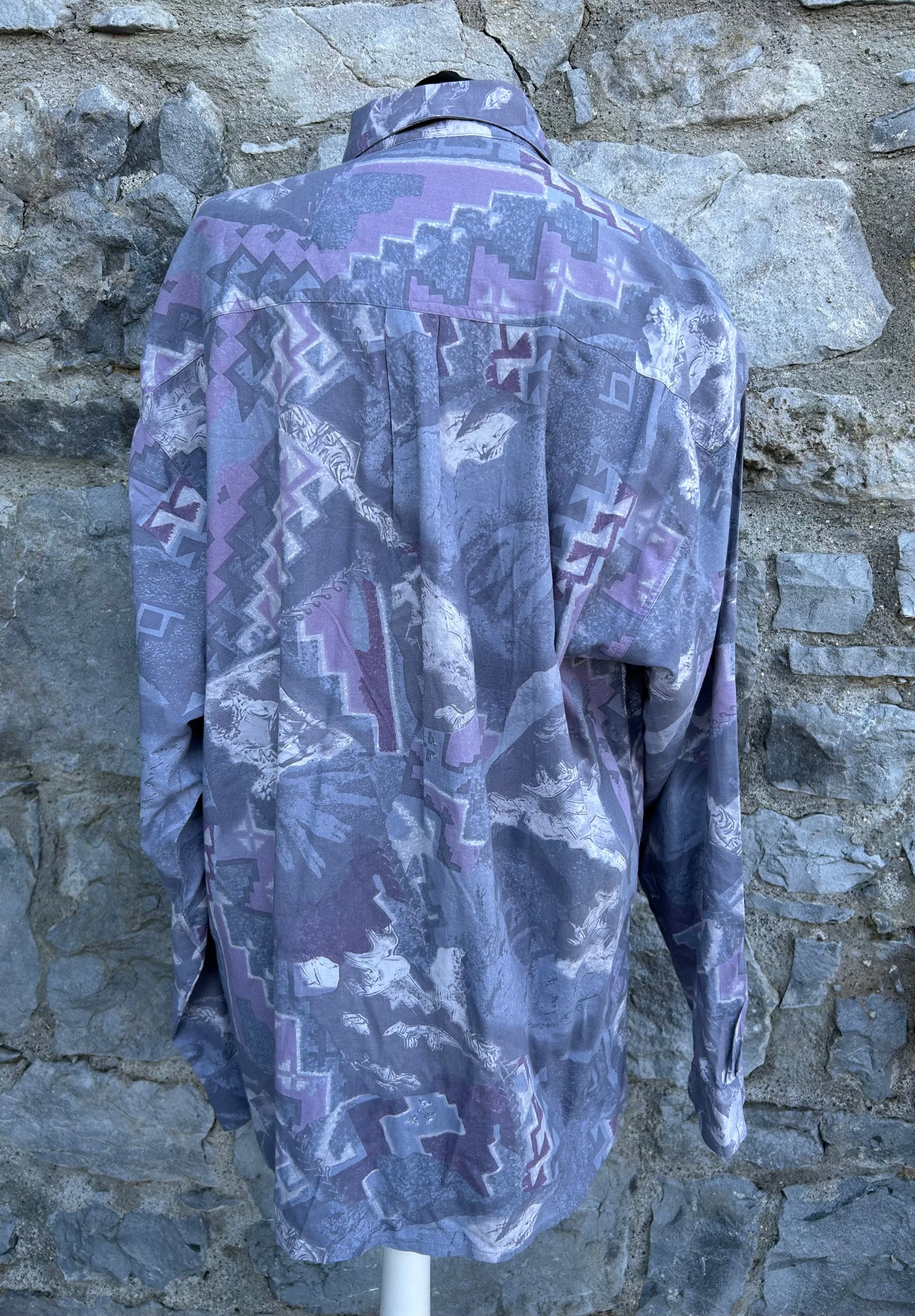 80s grey abstract shirt Large