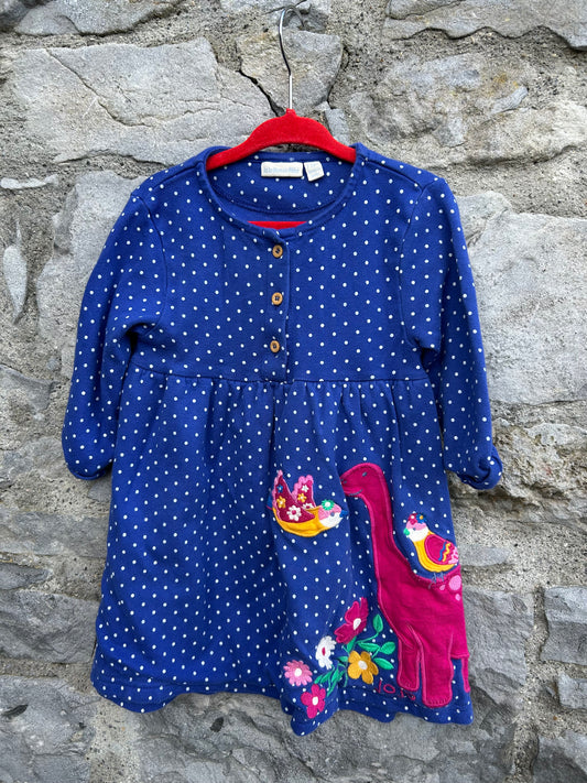 Friendly Dino polka dot dress  2-3y (92-98cm)