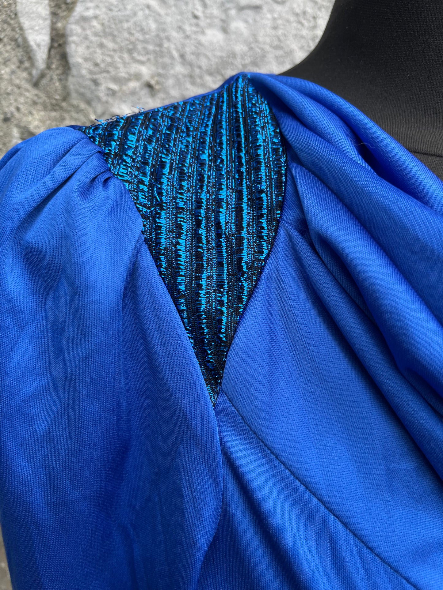 80s blue satin dress uk 8-10